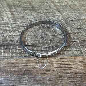 Vintage Sterling Silver Etched Bracelet Hinged 925 THAI - 10.1 Grams